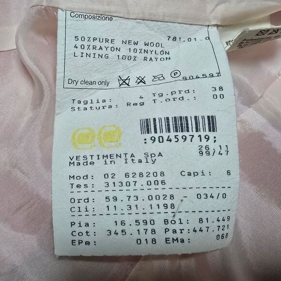 Giorgio Armani Italy Vintage 80s Wool Blend Single Button Blazer in Pale Pink - Picture 7 of 13